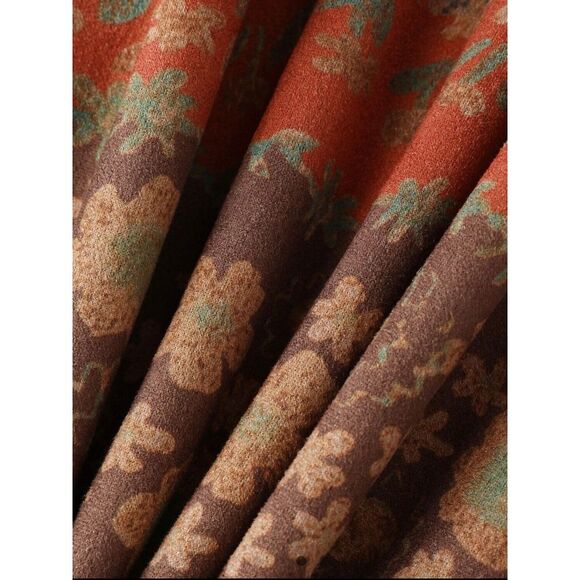 Cider Retro Floral Striped Cut Out Mini Dress Fall Keyhole Size XL - Picture 6 of 7